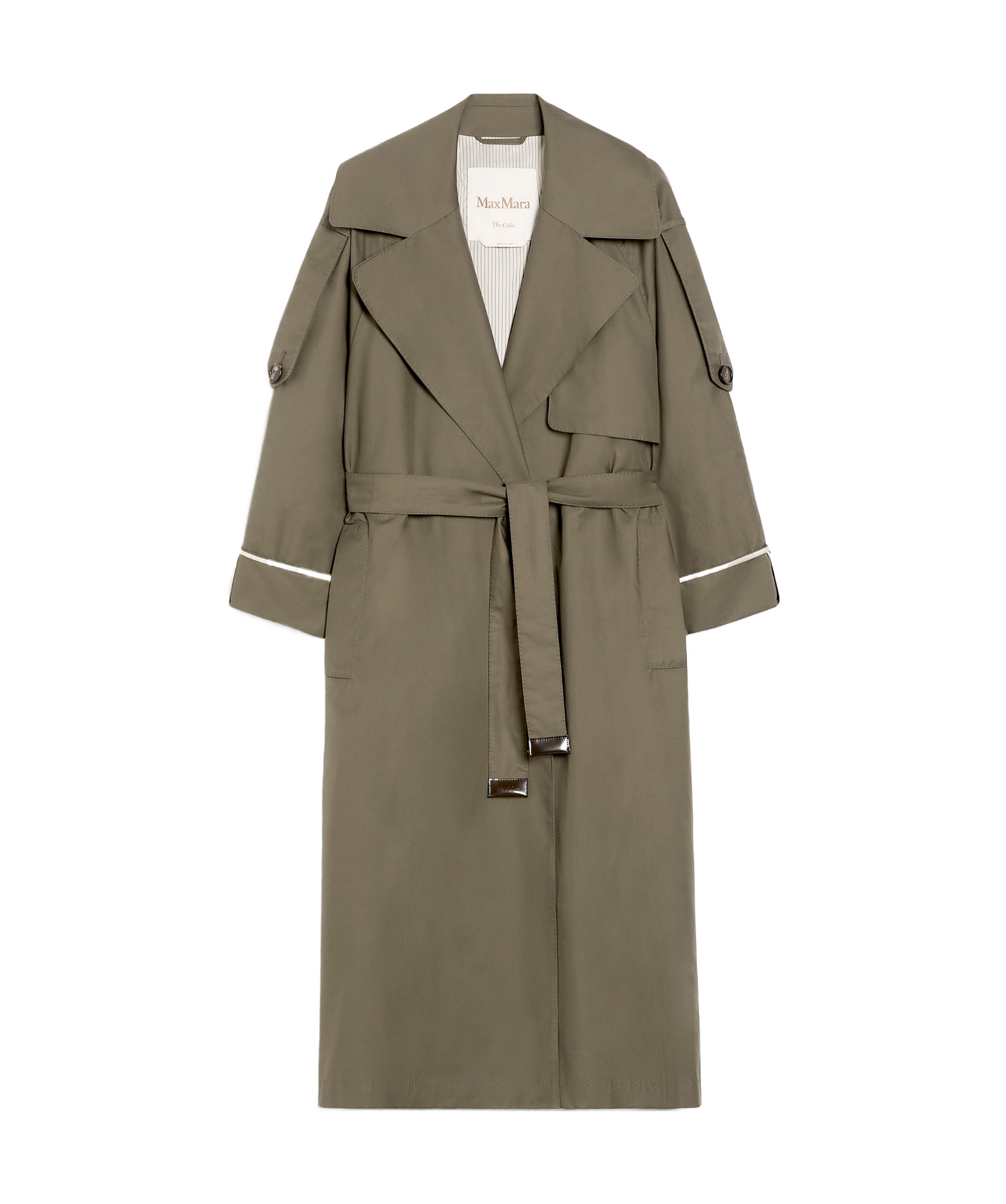 Max Mara Utrench Oversize Water Repellent Twill Trench Coat In Green