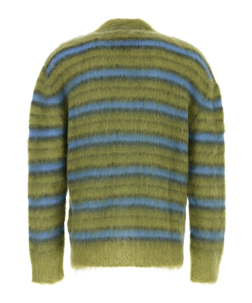 Marni Embroidered Mohair Blend Cardigan In Green