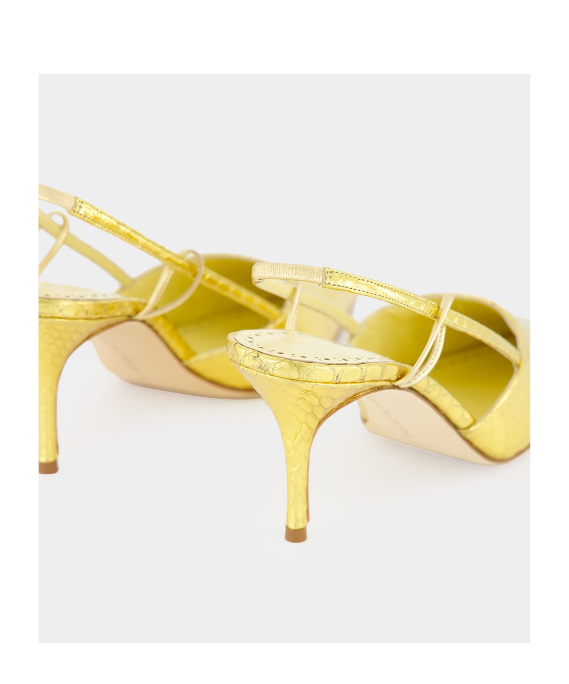 Manolo Blahnik Touki 70 Metallic Elaphe Slingback Pumps In Gold