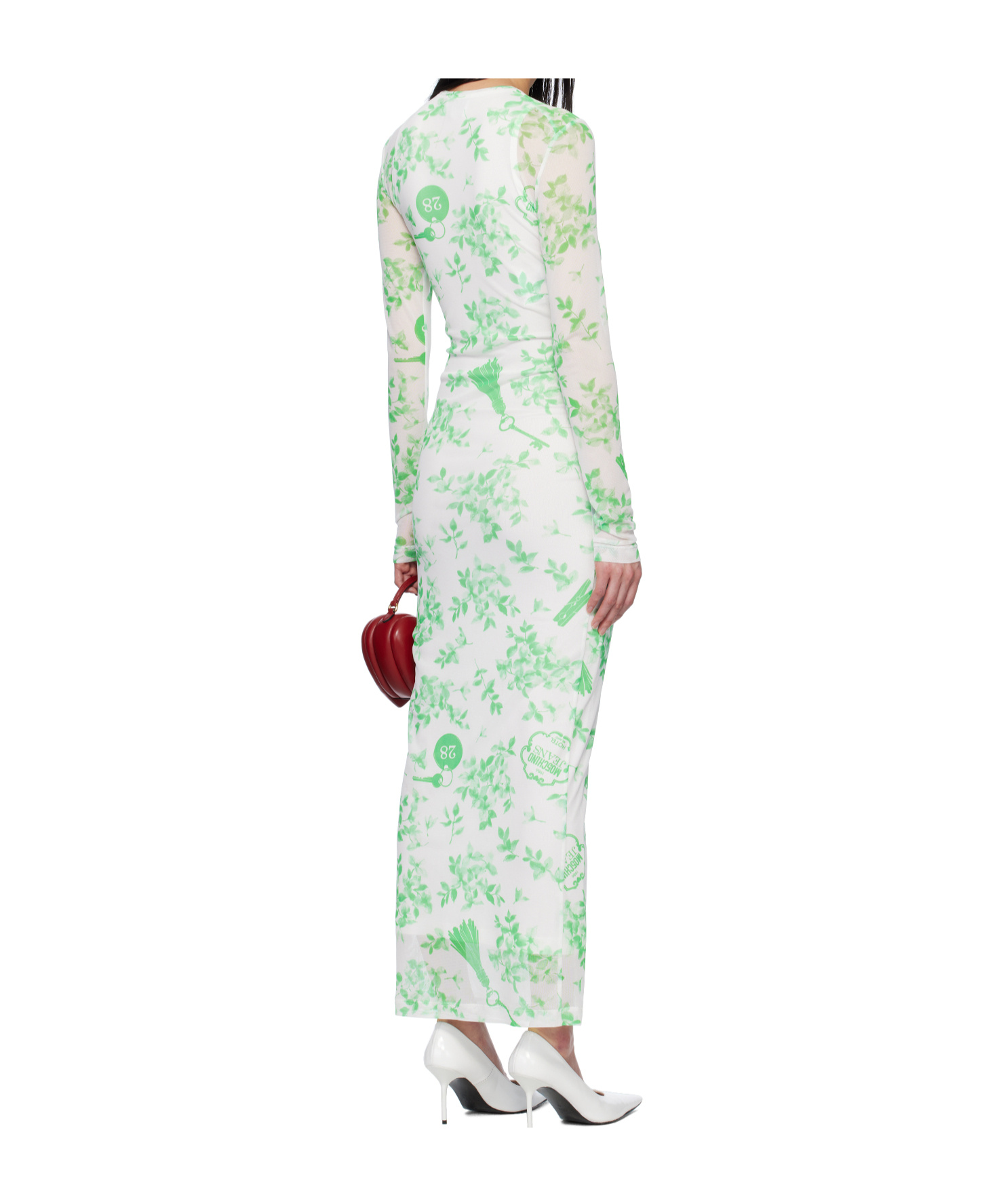 Moschino Round Neck Long Sleeve Dress In Green