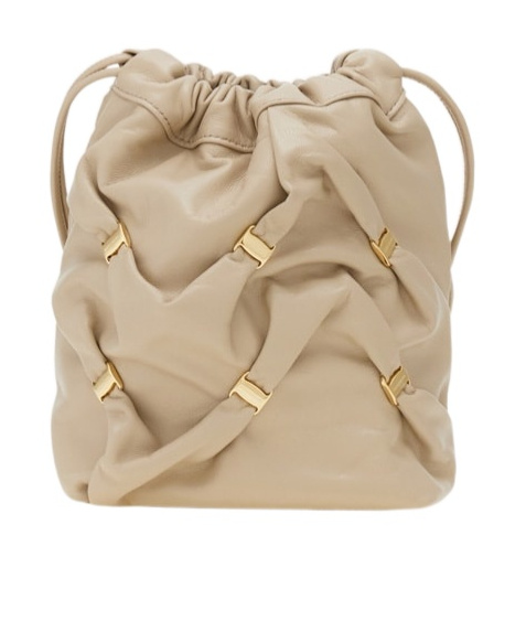 Ferragamo Mini Leather Bucket Bag In Nude