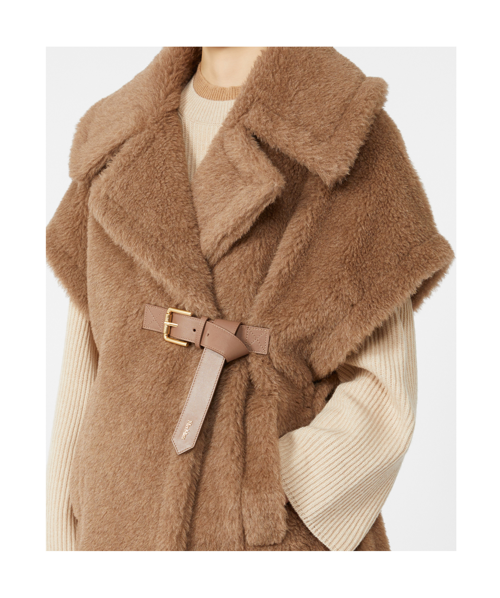 Max Mara Alpaca And Cashmere Teddy Cape In Brown