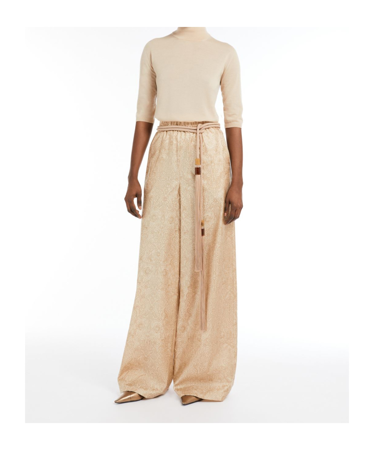 Max Mara Cecina Wool Knit Turtleneck Jumper In Nude