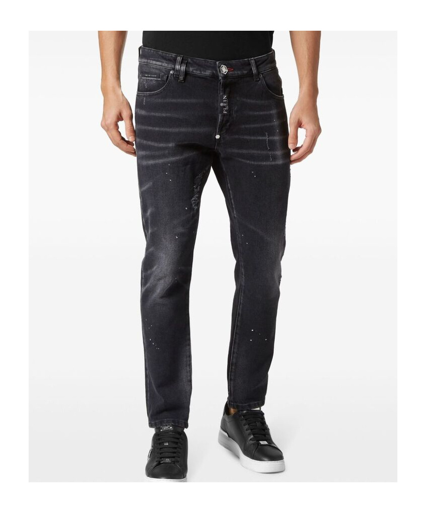 Philipp Plein Mid-rise Slim-fit Jeans In Black
