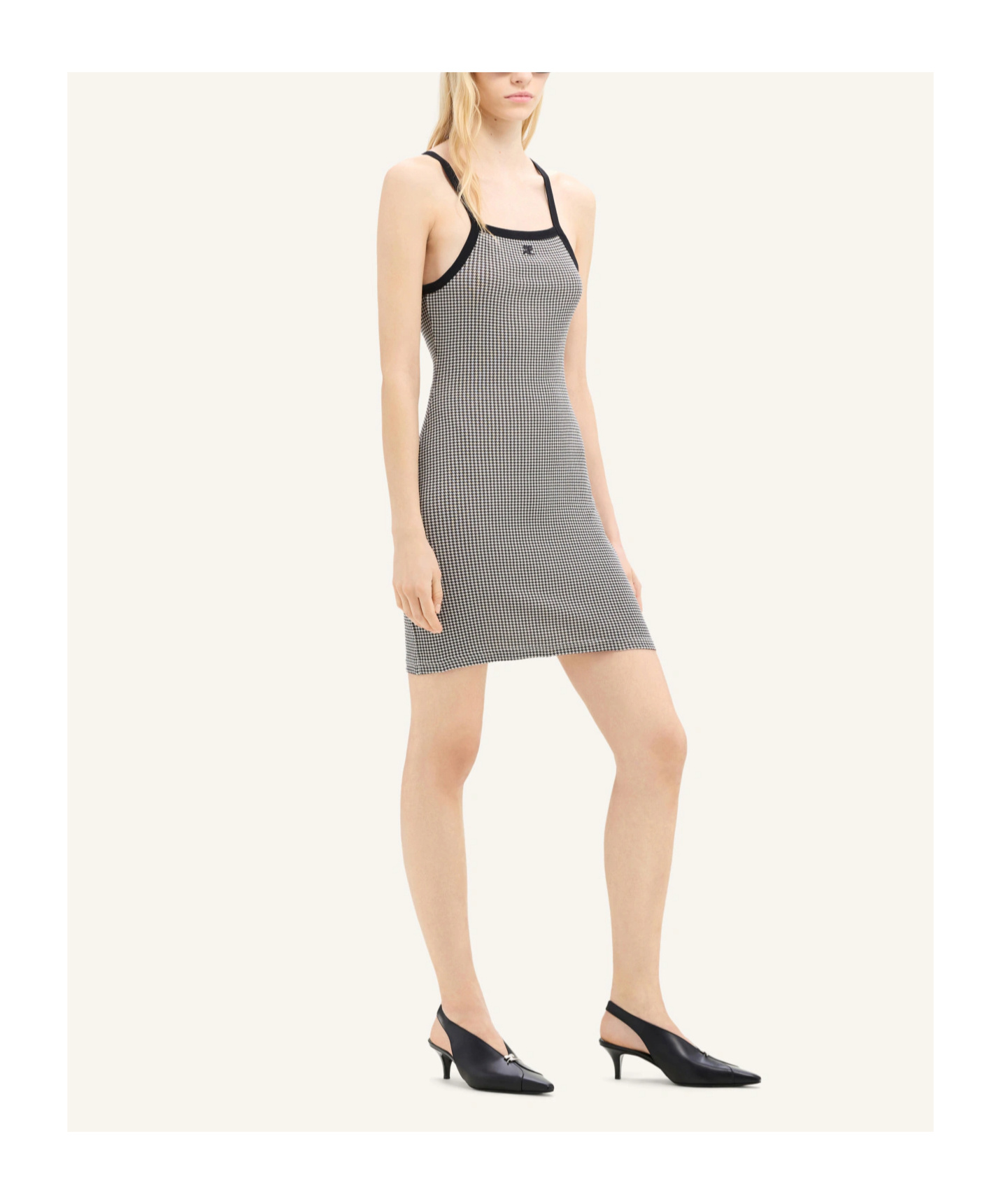 Courrèges Racerback Mini Dress With Contrasting Straps And Logo Detail In Gray