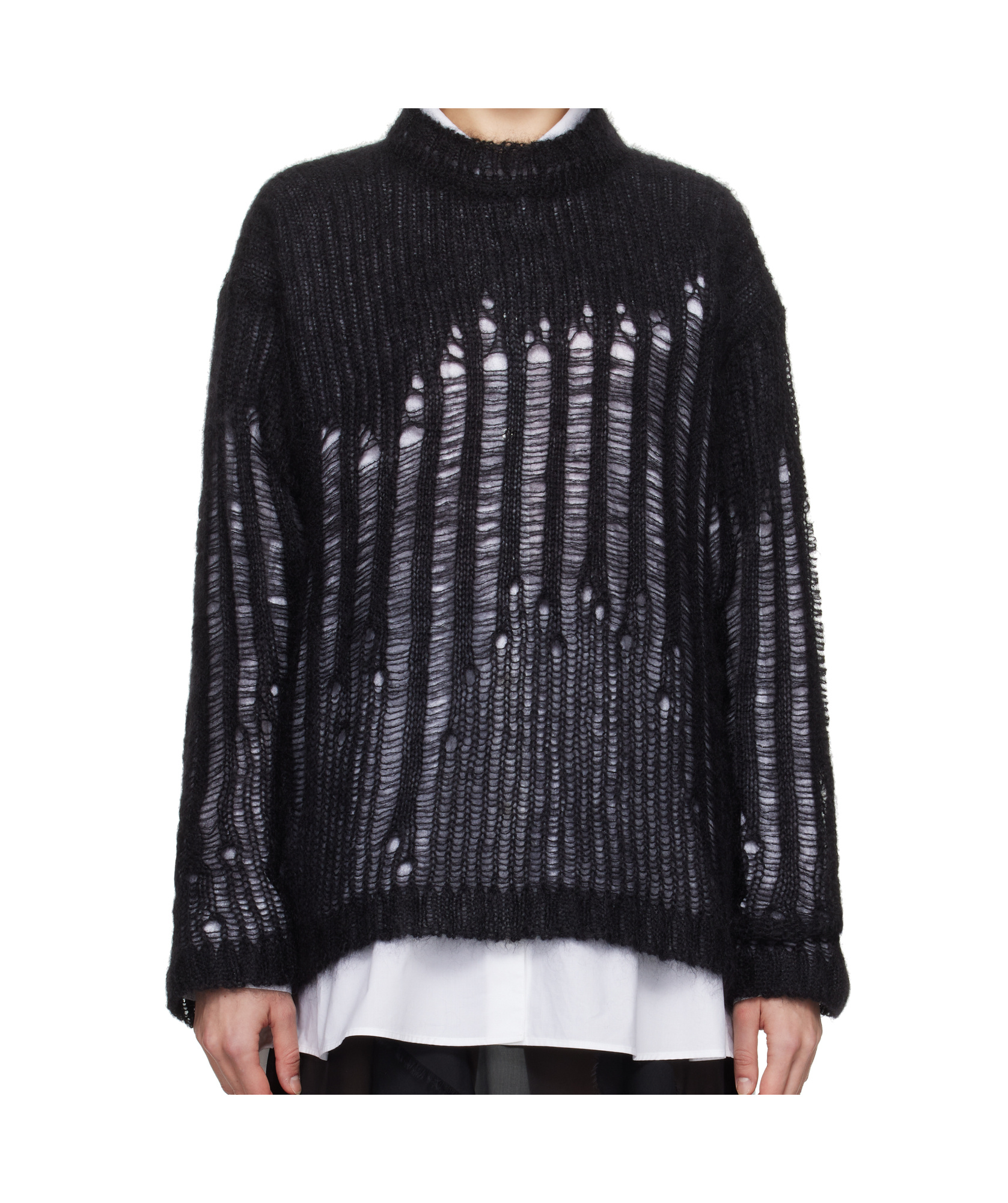 Ann Demeulemeester Oversized Crew Neck Mohair Jumper In Black