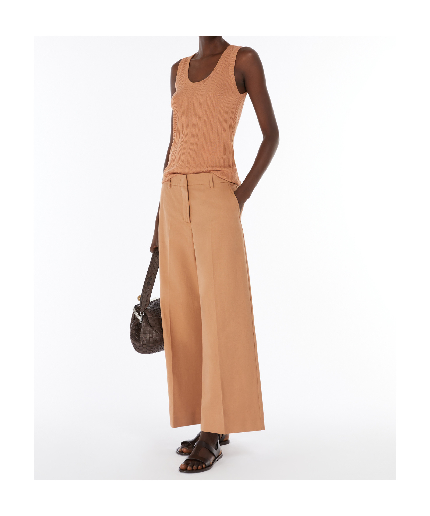 Weekend Max Mara Cotton And Linen Canvas Pants In Nude