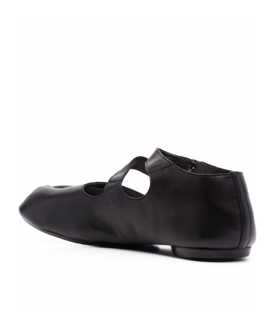 Maison Margiela Tabi Leather Ballerina Shoes In Black
