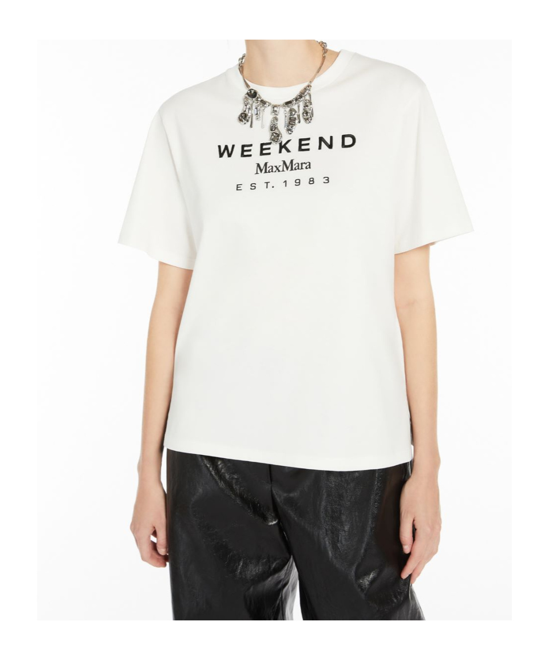 Weekend Max Mara White Jersey T-shirt With Logo Print In White