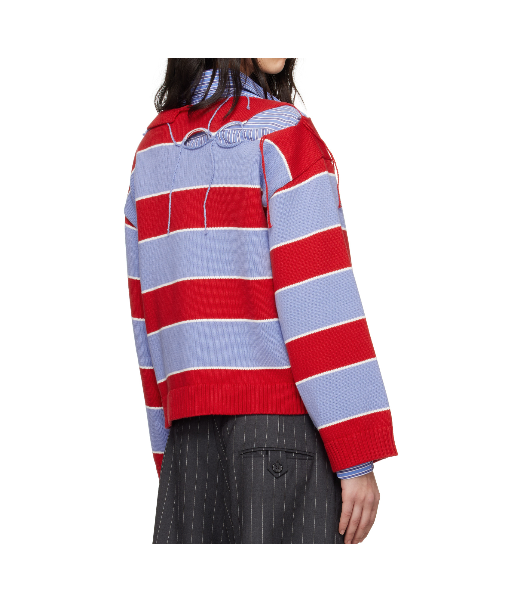 Charles Jeffrrey Loverboy Slash Stripe Sweater In Red