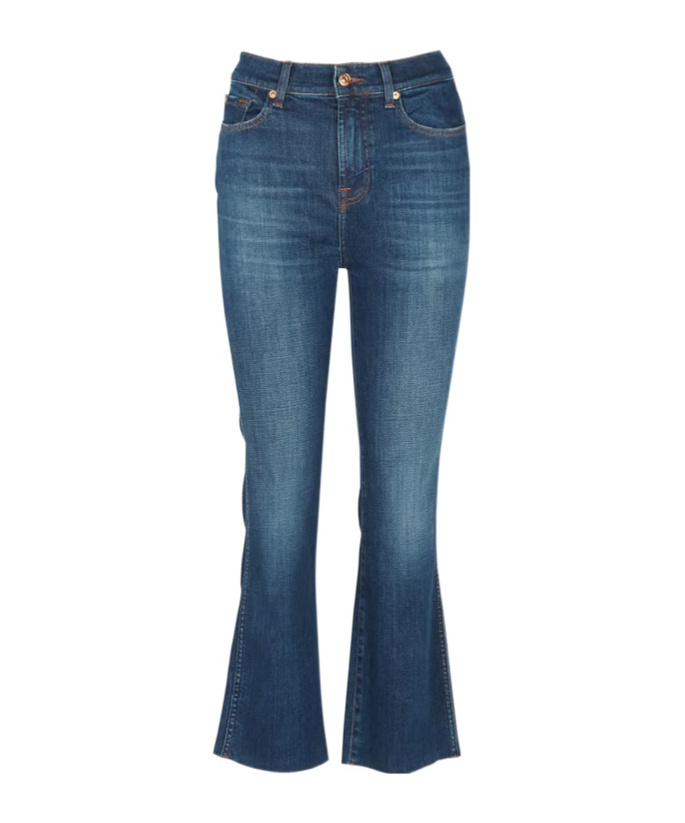 7 For All Mankind High Waisted Slim Kick With Studs Jeans In Juke Box In Blue