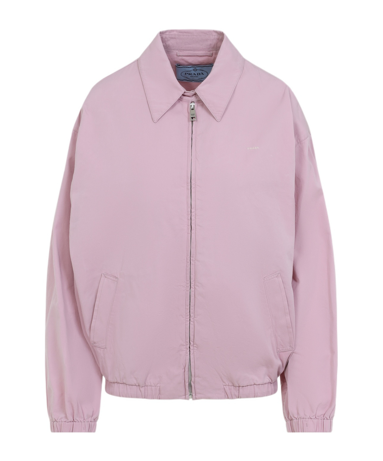Prada Cotton Jacket With Pointed Collar And Pockets In Pink