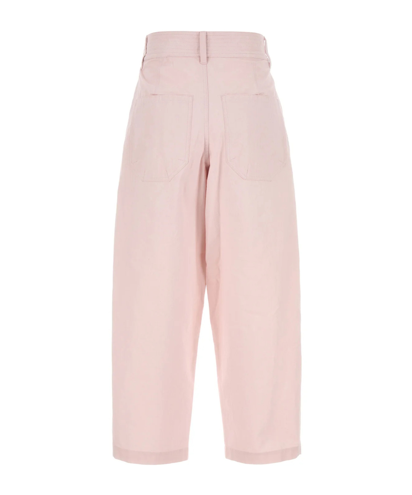 Isabel Marant High Waist Cotton Pant With Elastic Waistband In Pale Pink