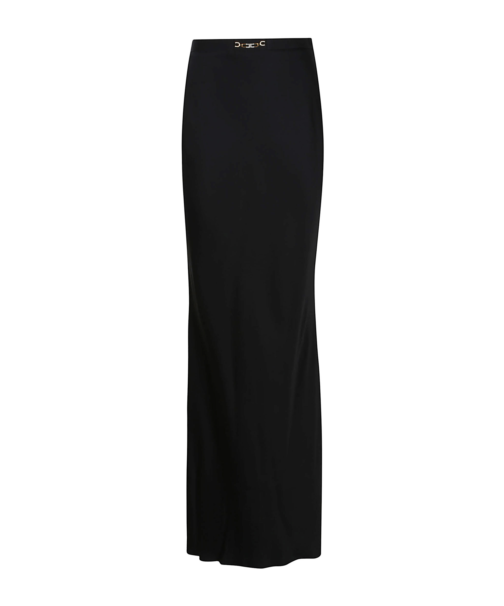 Elisabetta Franchi Slit Waist Maxi Skirt With Metal Detail In Black