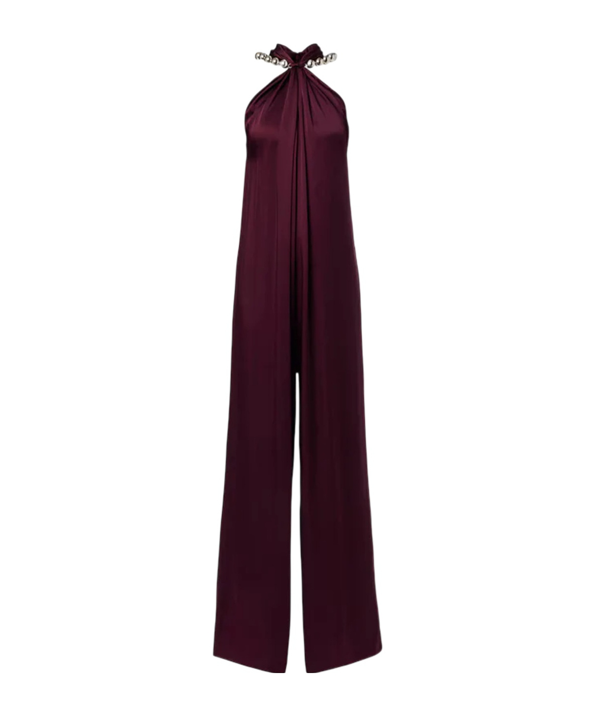 Stella Mccartney Womens Embellished Wide-leg Woven Jumpsuit Bordeaux In Burgundy