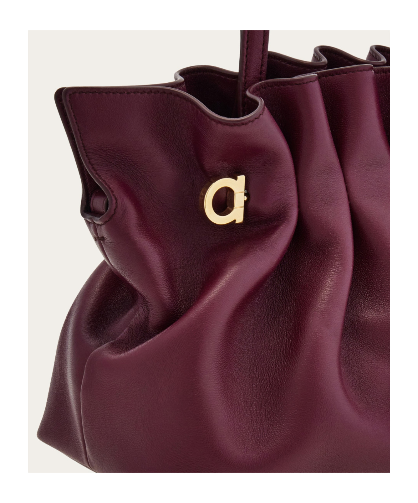 Ferragamo Small Double-gancini Gathered Shoulder Bag In Purple