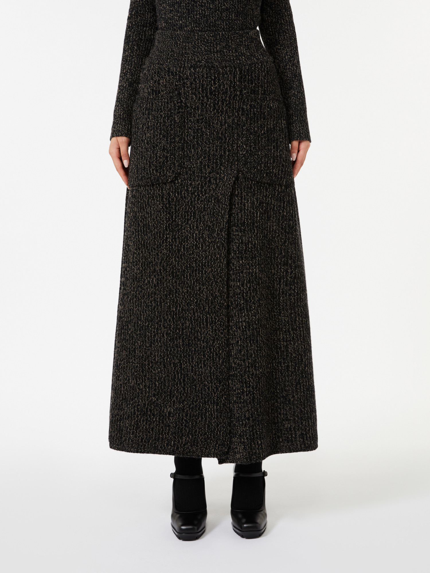 Max Mara Ribbed Wool And Cashmere Flared Skirt In Brown