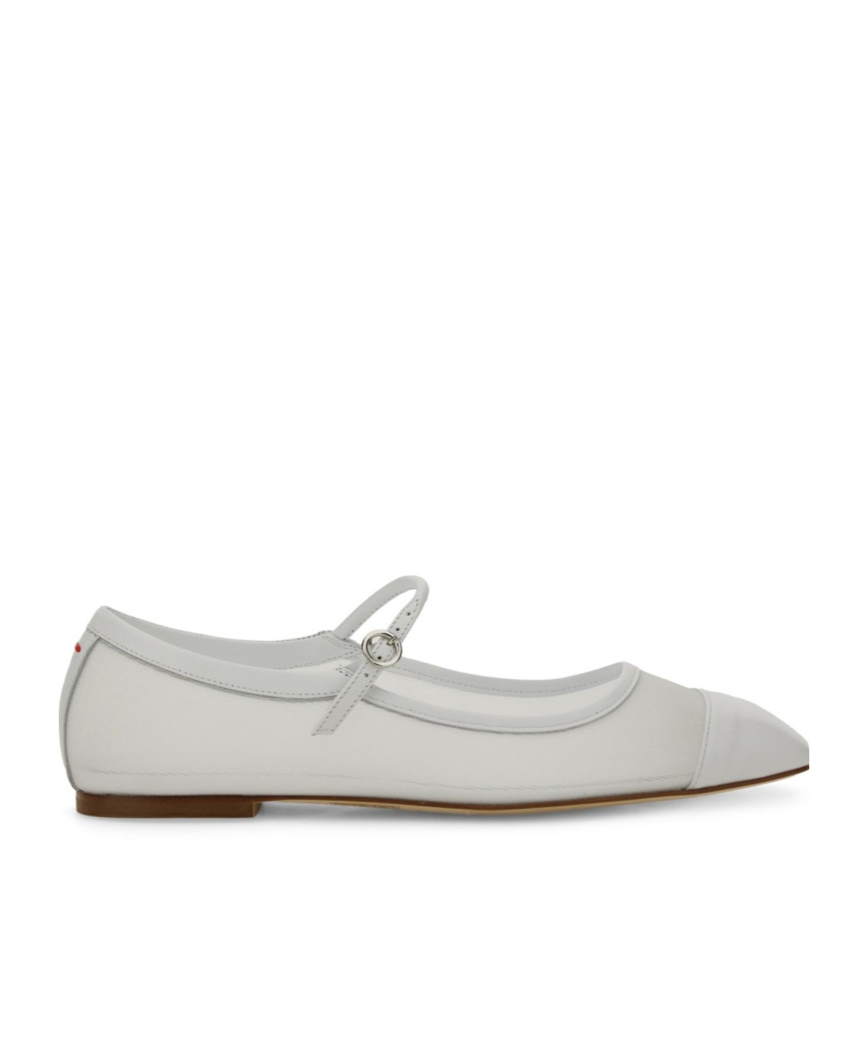 Aeyde Uma Square Toe Mary Jane Flats In White