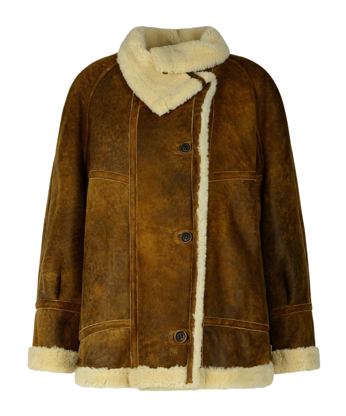 Salvatore Santoro Brown Leather Sheepskin Jacket In Brown