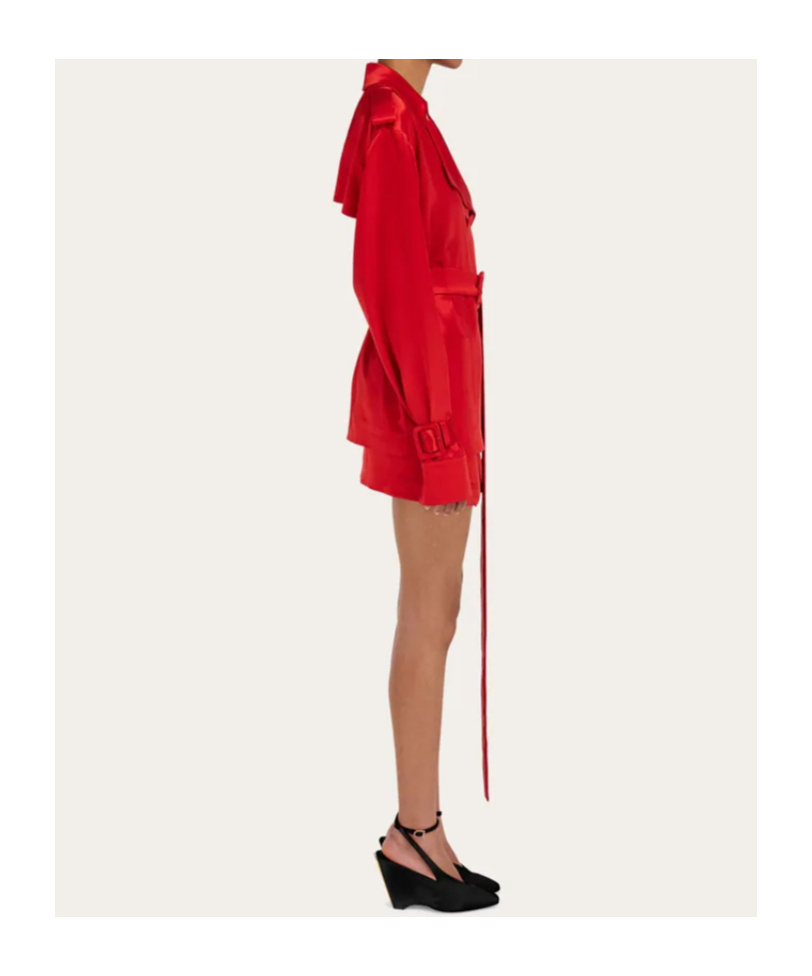 Ferragamo Long-sleeved Short Windbreaker In Red