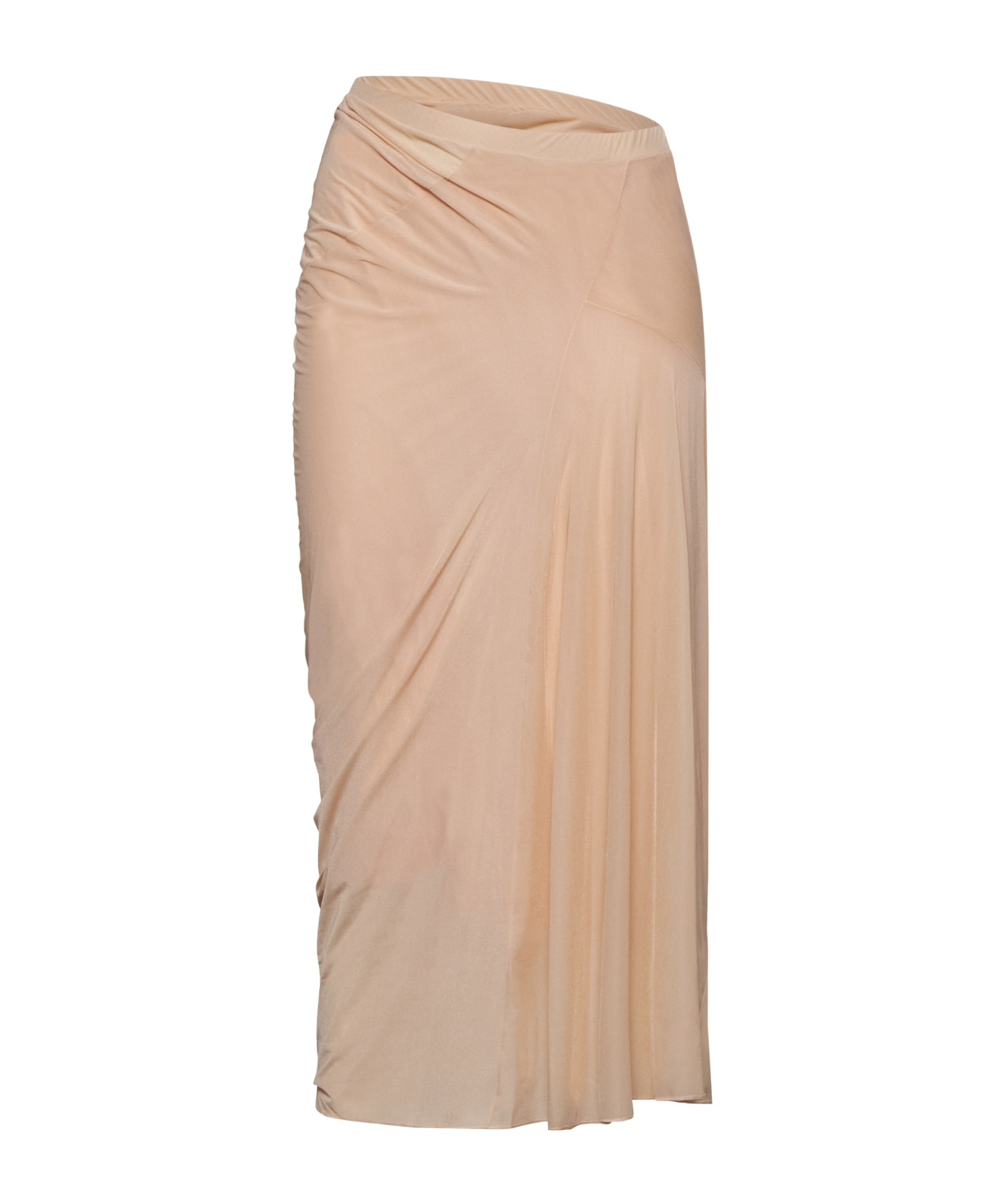 Dries Van Noten Pink Fitted Draped Midi Skirt In Nude
