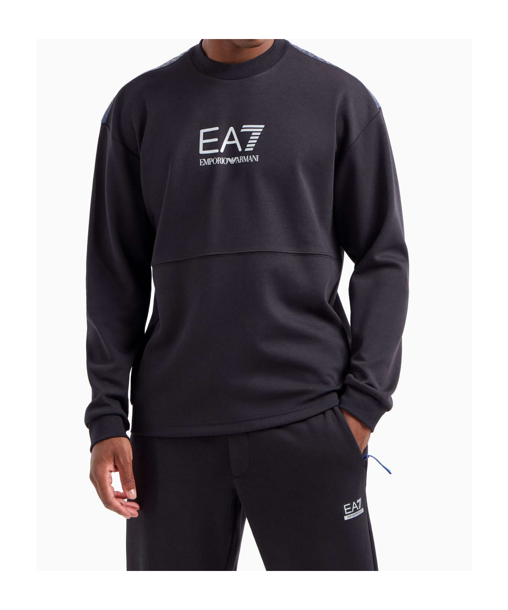 Ea7 Round-collar Sweatshirt In Black