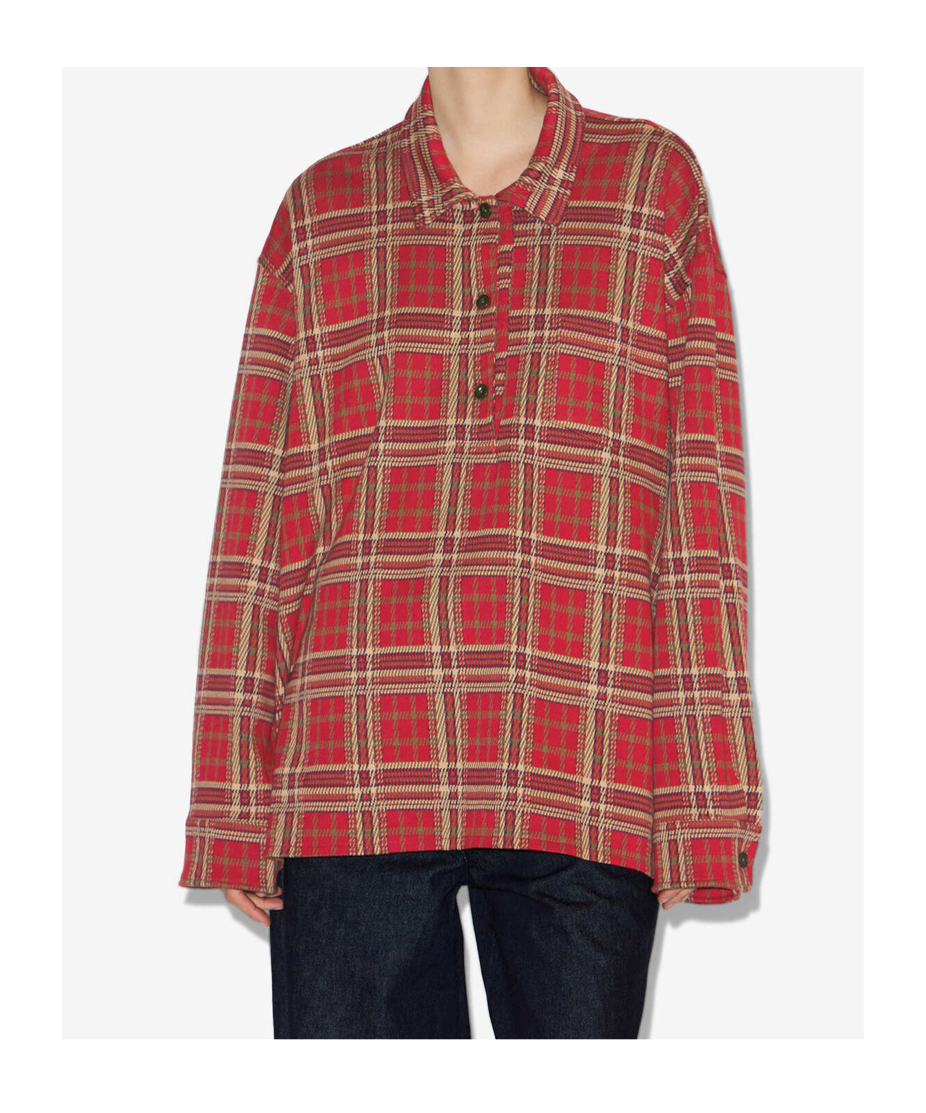 Isabel Marant Womens Red Bruna Plaid-pattern Cotton Blouse In Red