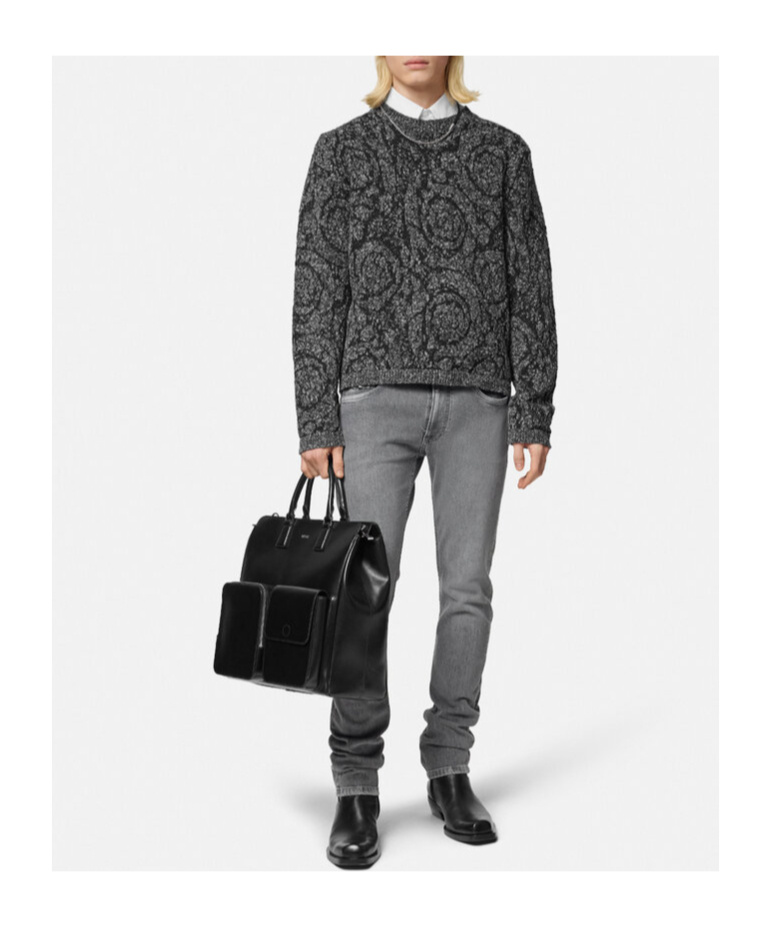 Versace Logo-patch Skinny Jeans In Gray