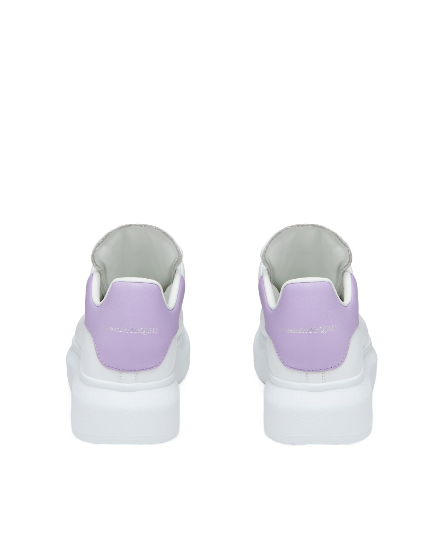 Alexander Mcqueen White Leather Sneakers With Lilac Leather Heel In White