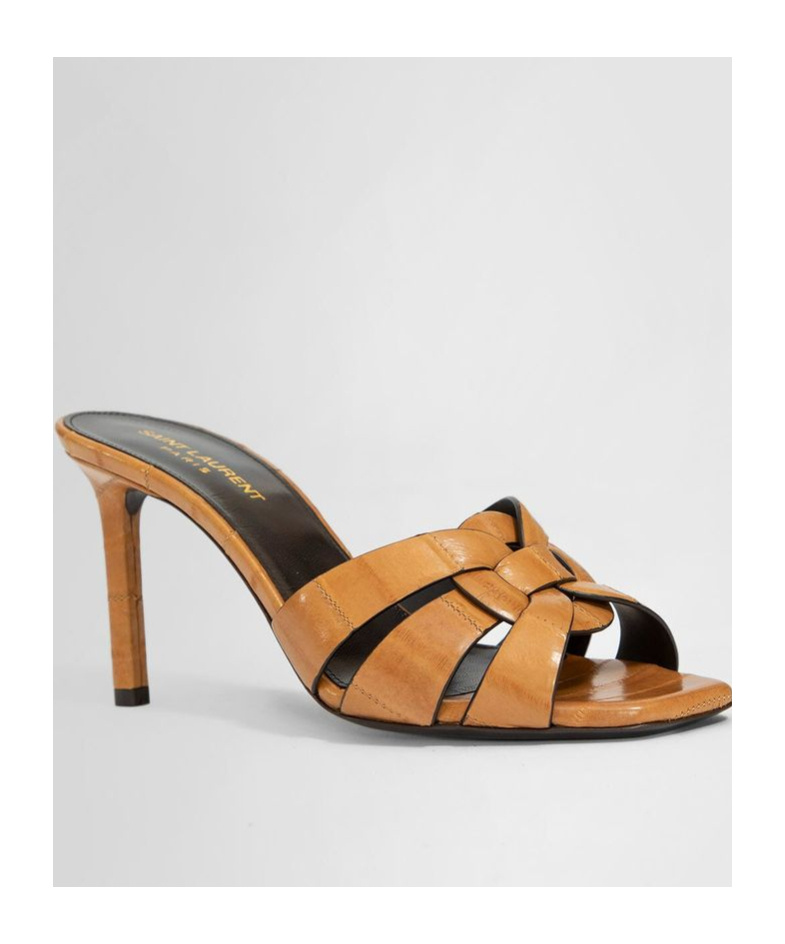 Saint Laurent Tribute Mule Sandal In Brown