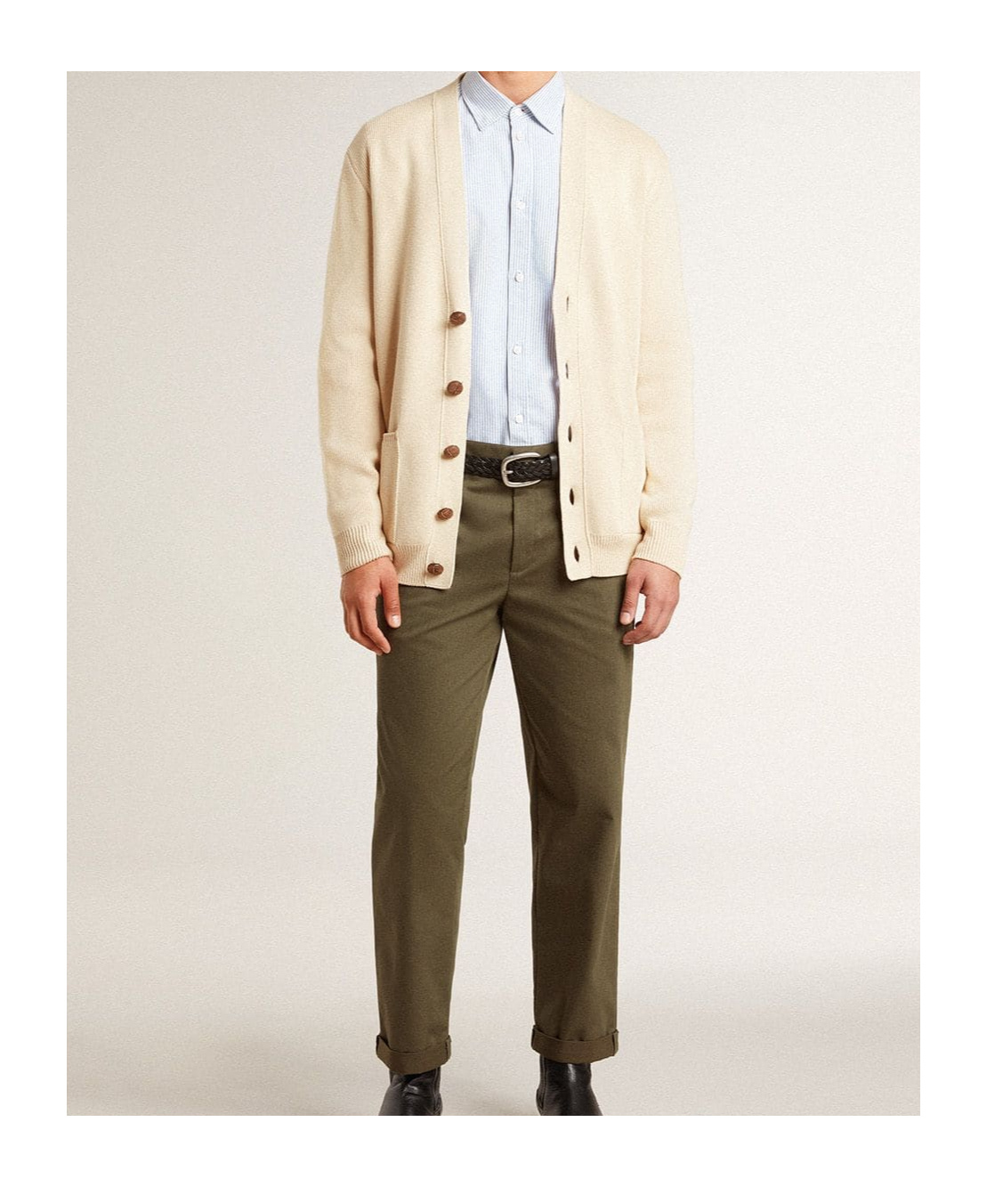 Golden Goose Mens Beige Cardigan With 'golden' Lettering On The Back In Neutral