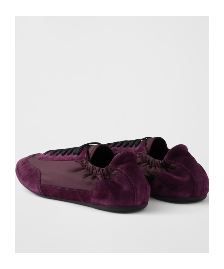 Prada Collapse Re-nylon And Suede Sneakers In Wine Red