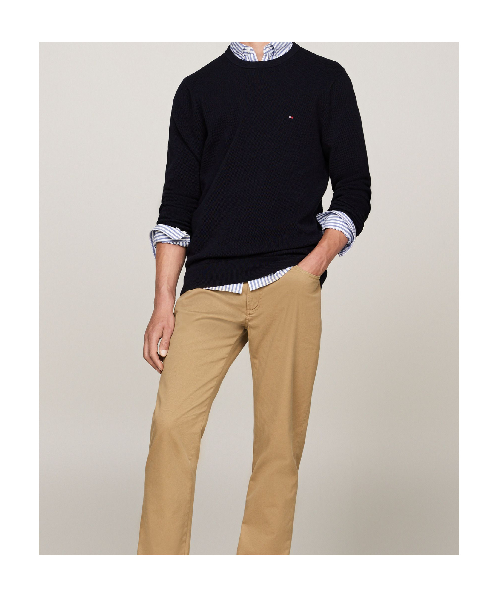 Tommy Hilfiger Wool Crew-neck Sweater In Black