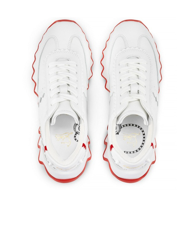 Christian Louboutin Mini Shark Leather Sneakers In White