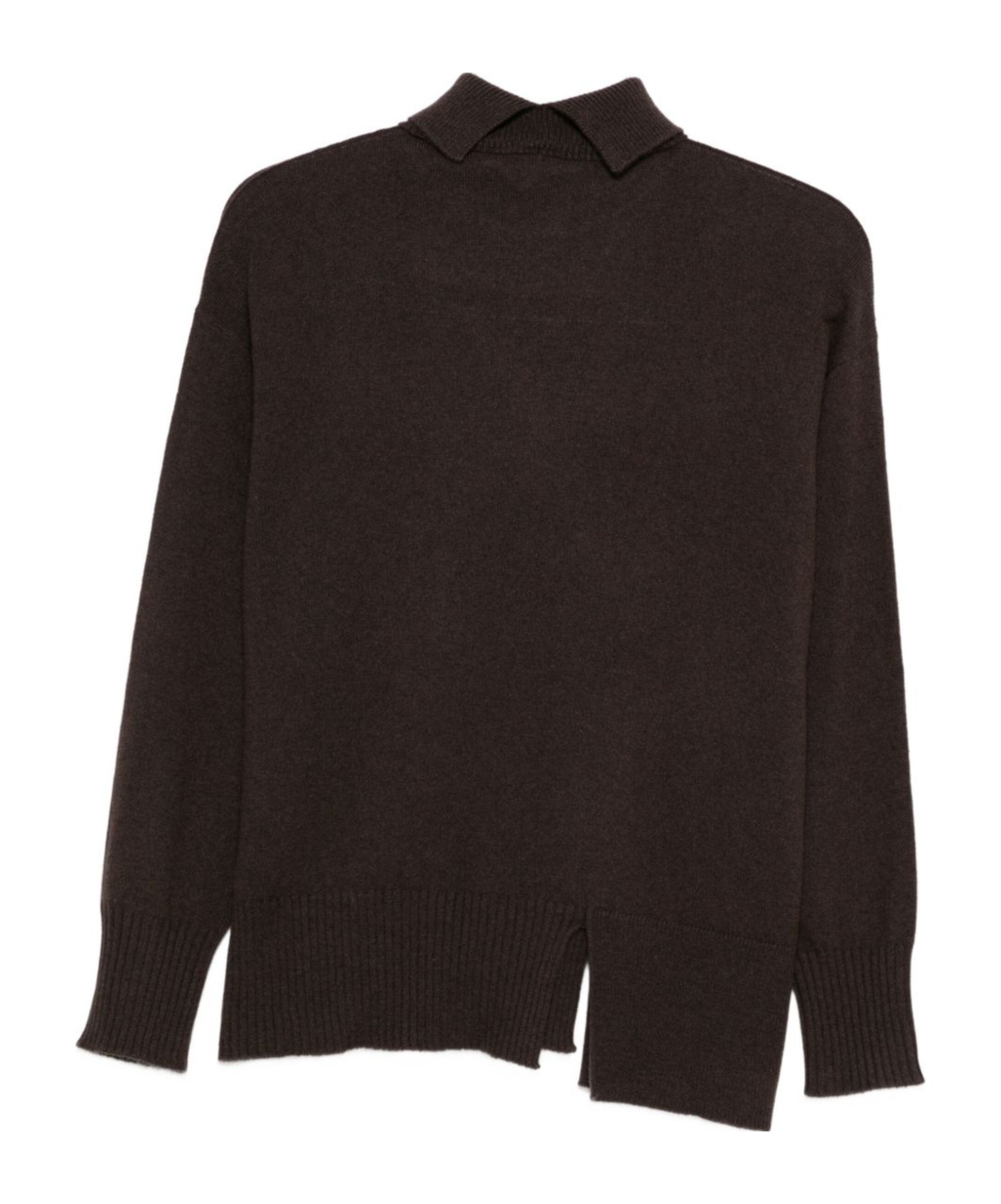 Antonelli Long-sleeved Ribbed Sweater In Brown
