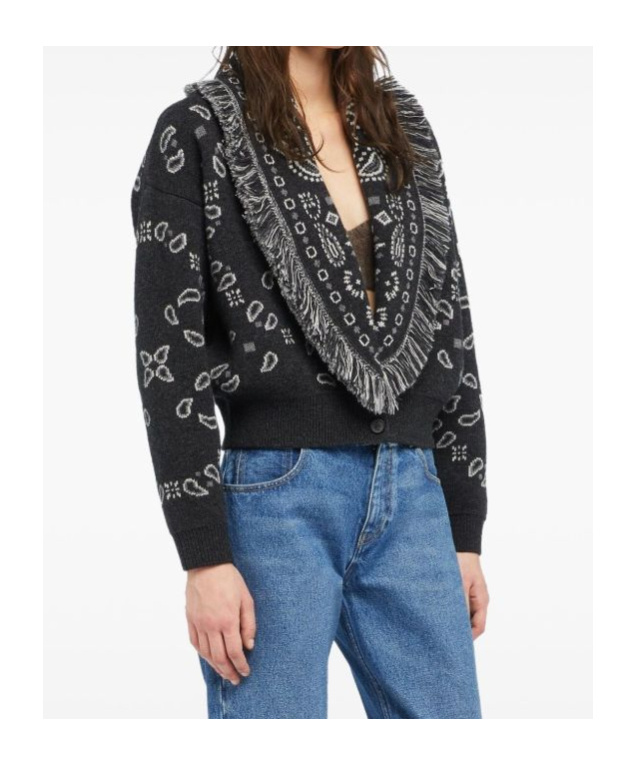 Alanui Bandana Wool And Cashmere Cardi-bomber In Gray