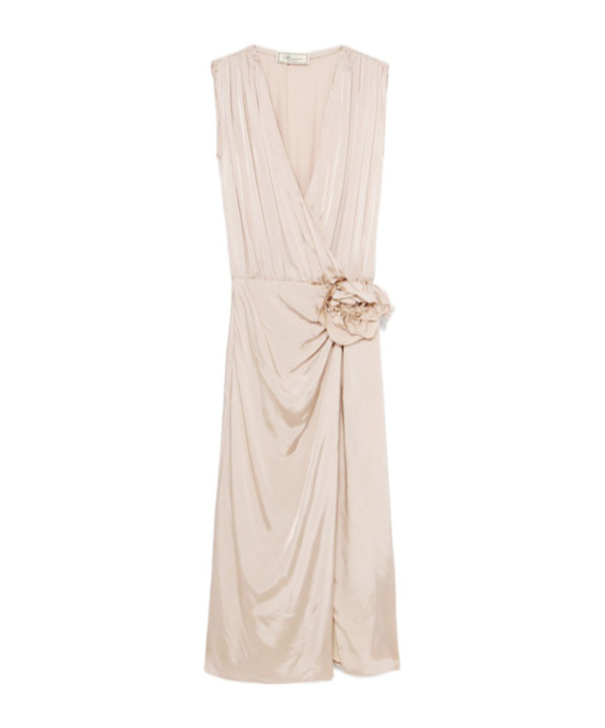 Blumarine Midi Dress In Twill With 3d Flower In Pink