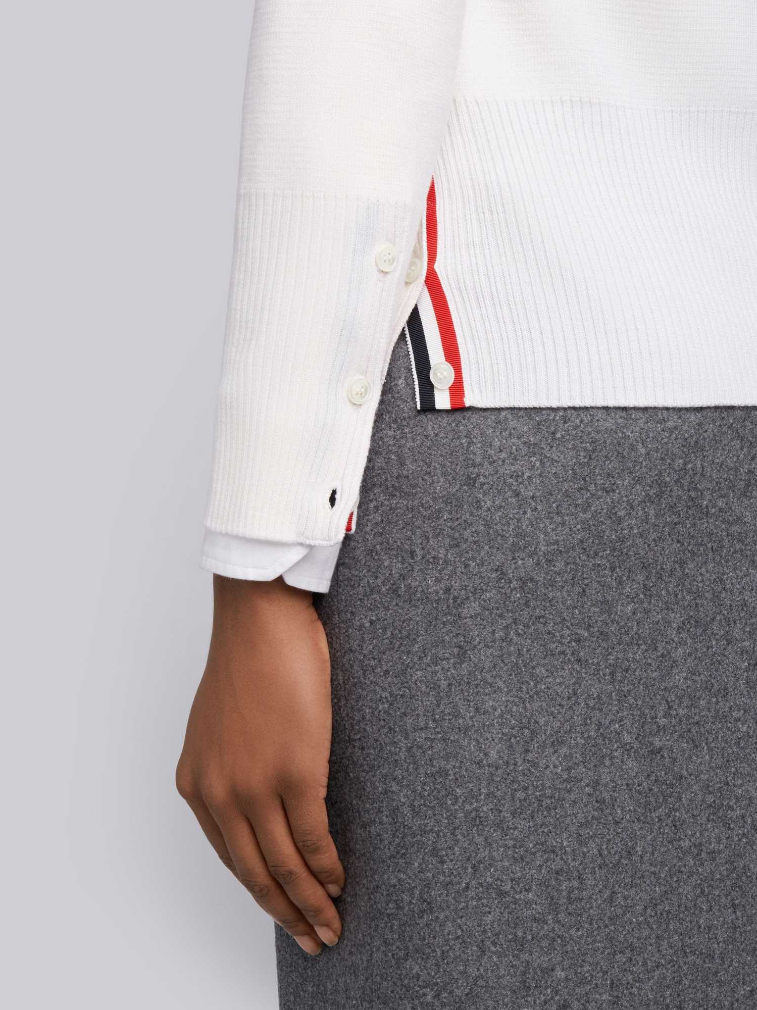 Thom Browne Milano Stitch V-neck Merino Cardigan In White