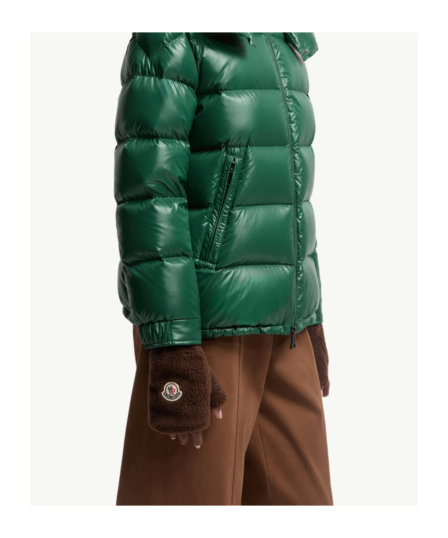 Moncler Teddy Fingerless Gloves In Brown