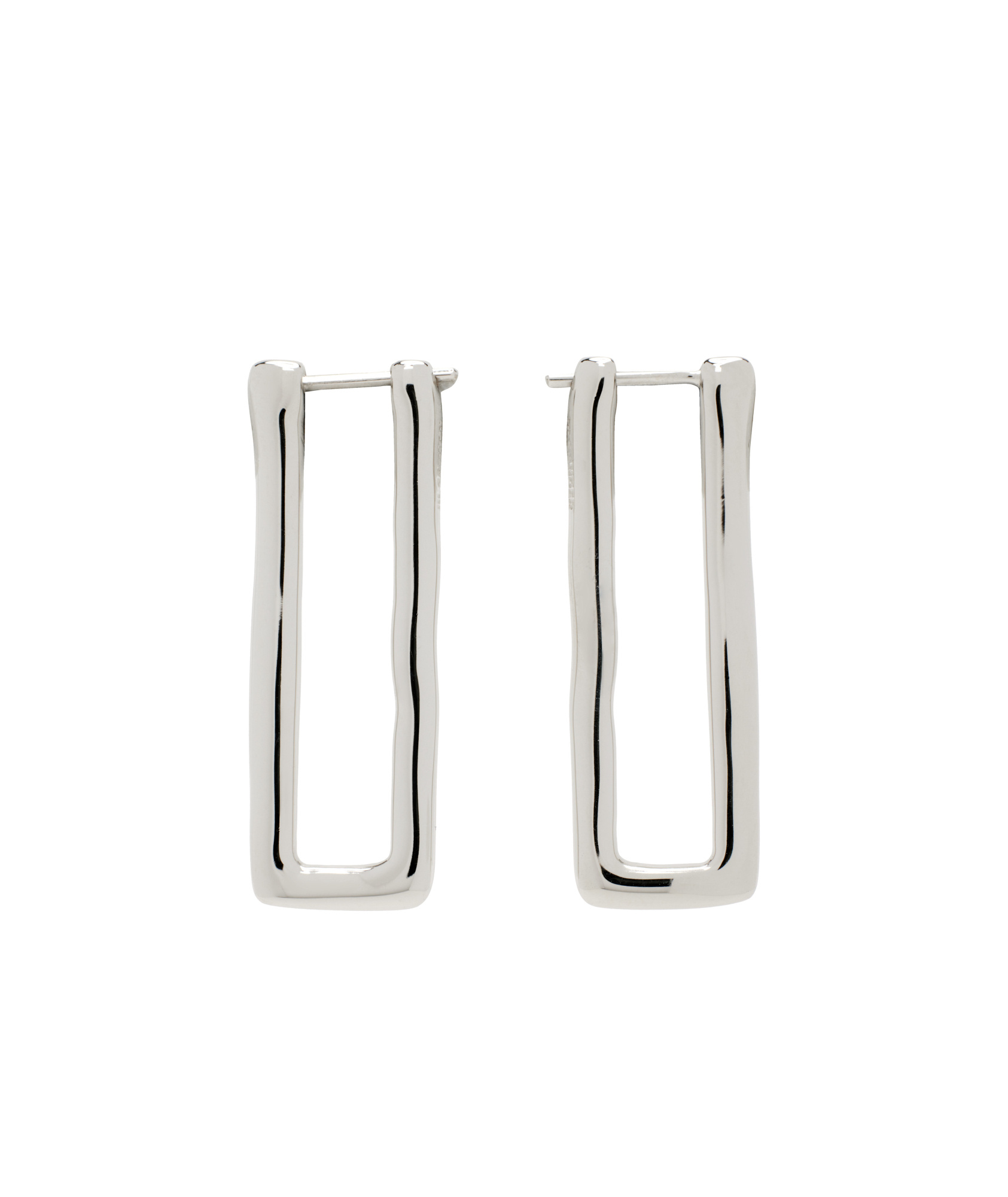 Jil Sander Silver Long Angular Earrings In White