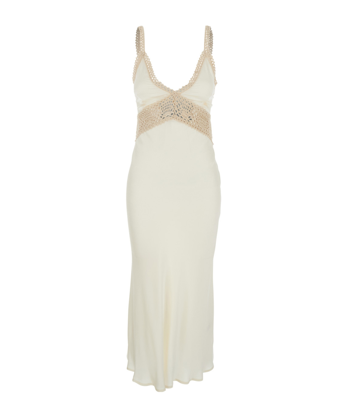 Semicouture Semi Couture Crochet Detail Long Dress In White