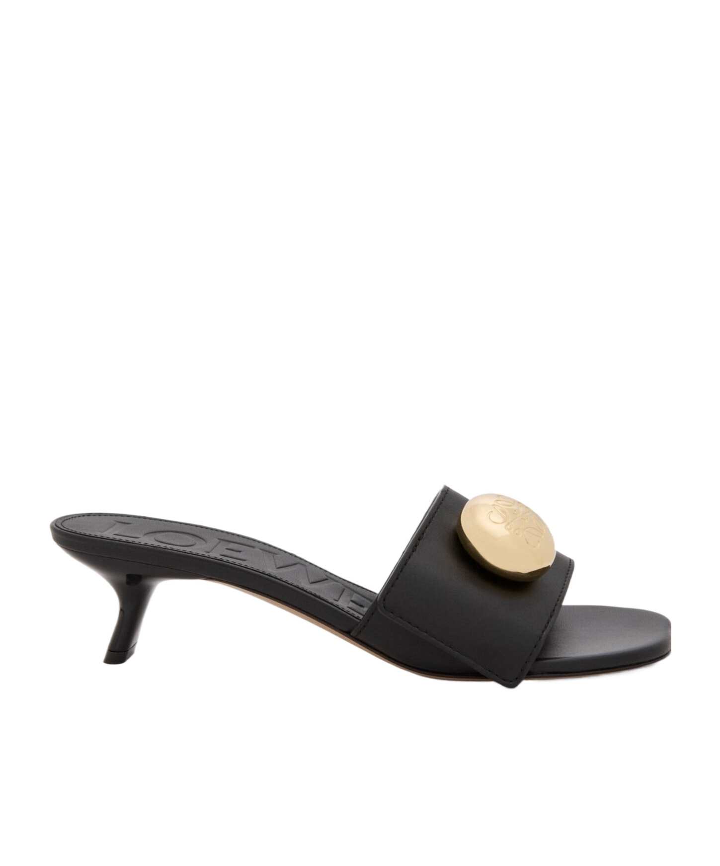 Loewe Pebble Slides In Soft Calfskin In Black