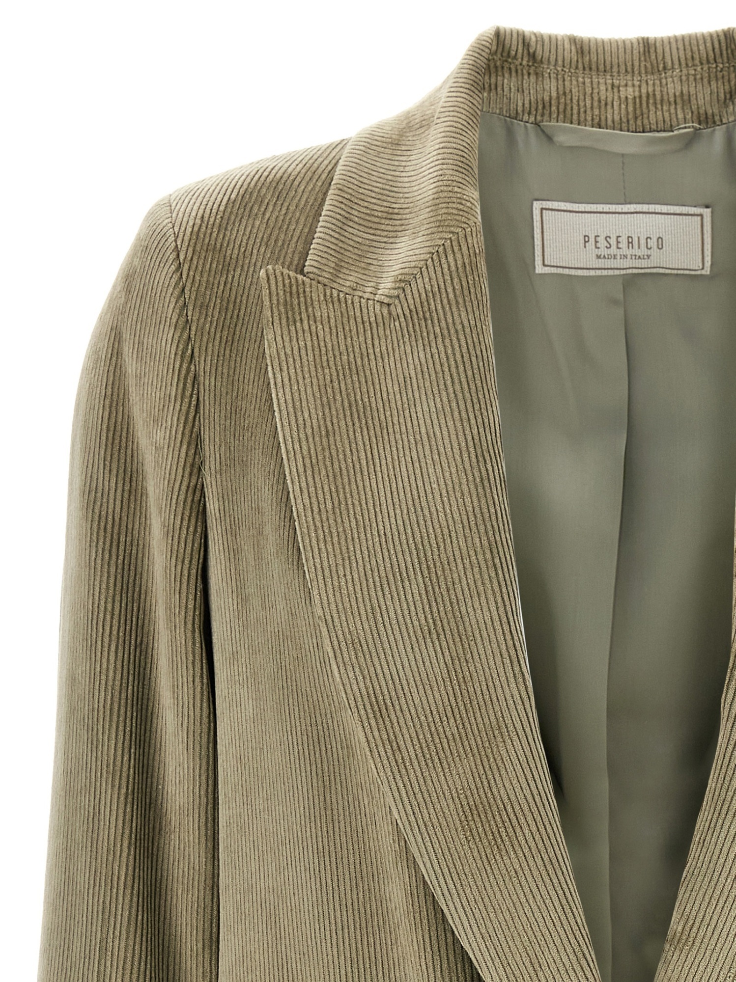 Peserico Ribbed Velvet Blazer With Flap Pockets In Green