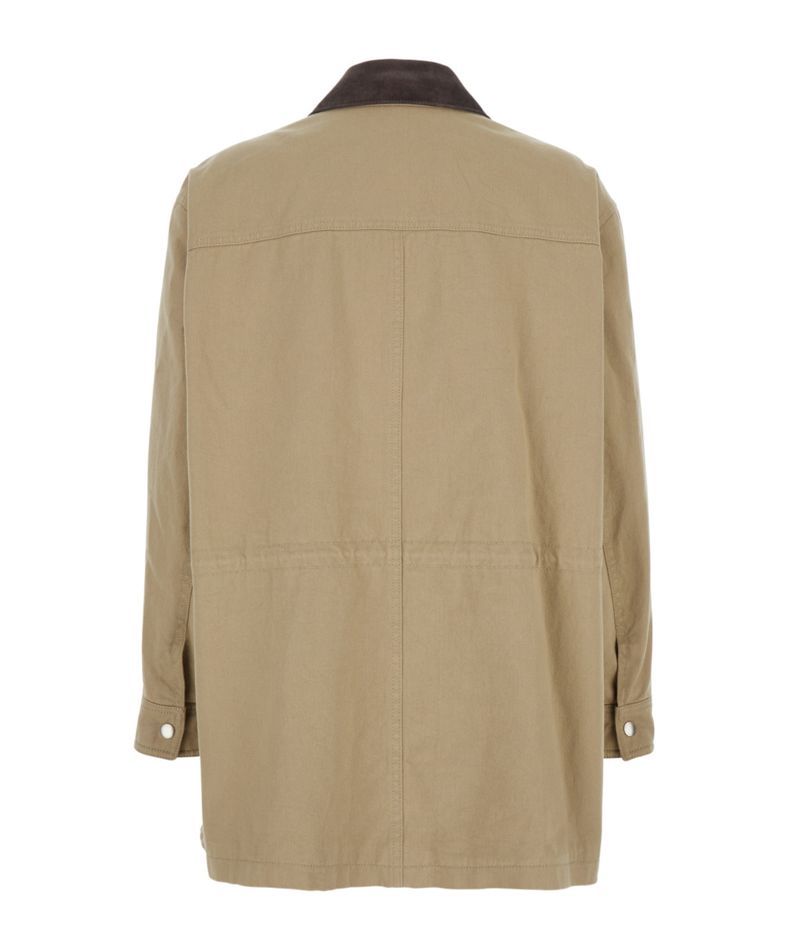 Dunst Beige Jacket With Corduroy Collar And Front Snap Button Closure In Cotton Woman In Brown