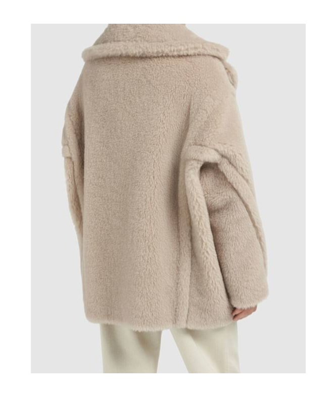 Max Mara Plush Coat In Nude