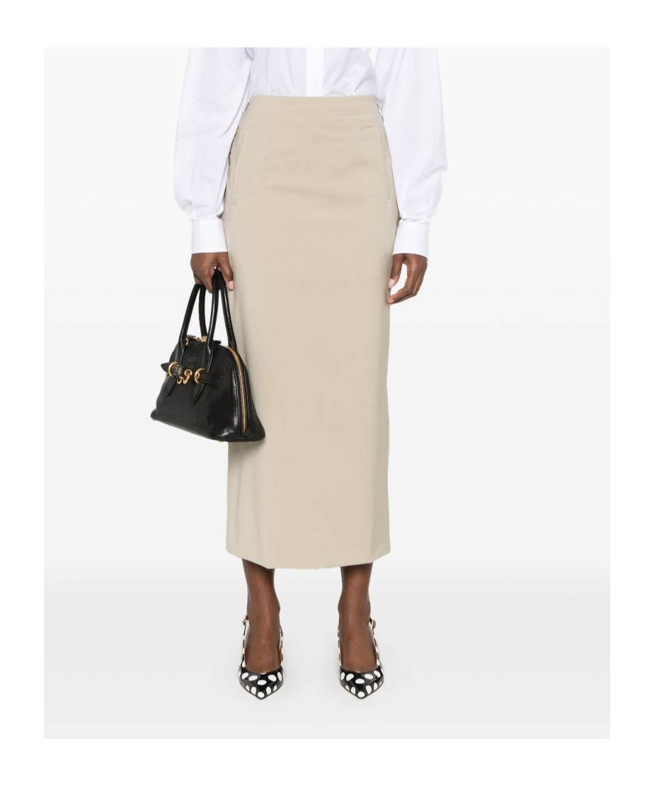 Moschino Virgin-wool Midi Skirt In Nude
