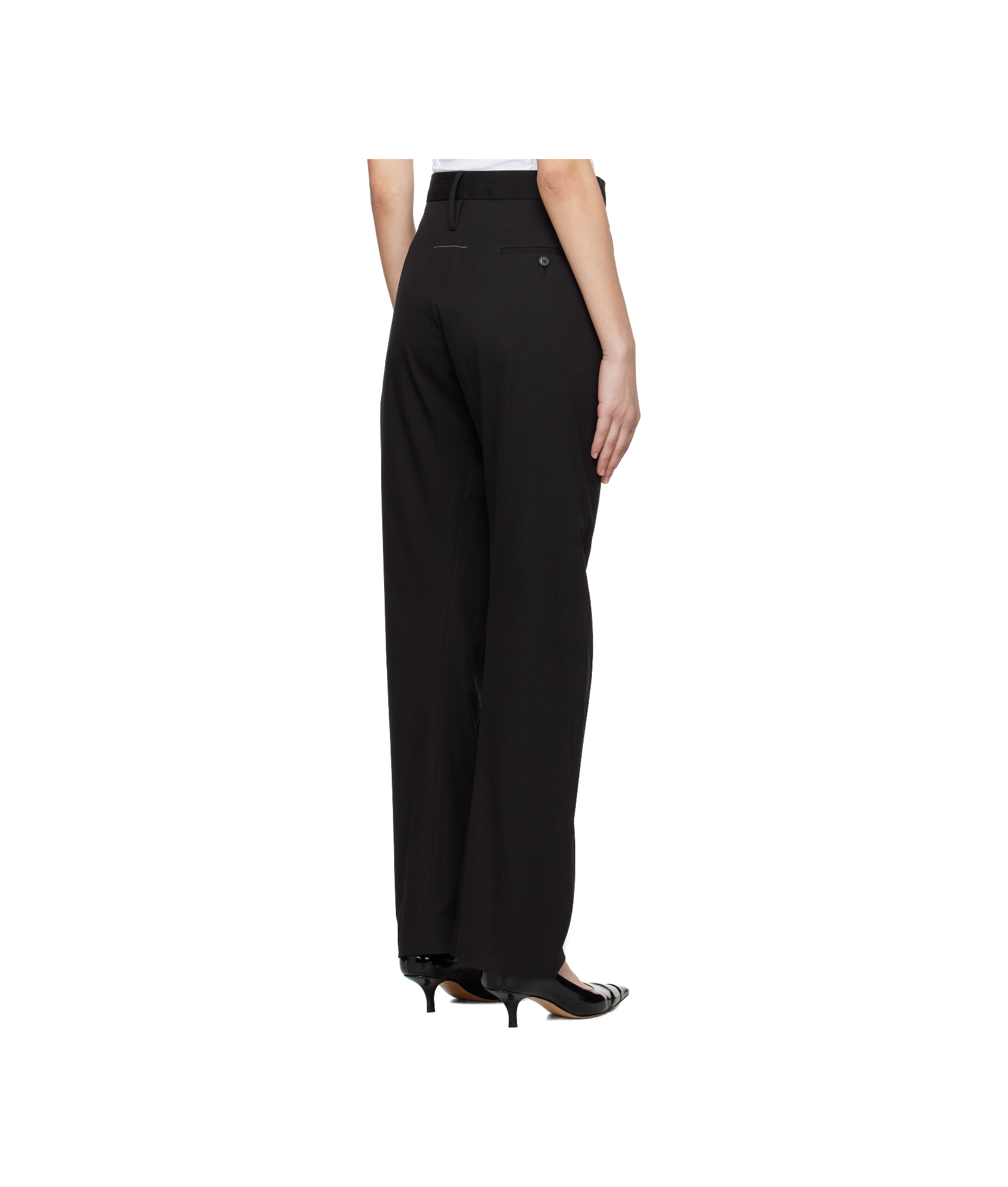 Mm6 Maison Margiela Black Light Cotton Gabardine Trousers In Black