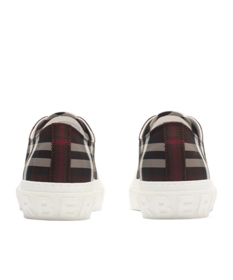 Burberry Check-pattern Lace-up Sneakers In Brown