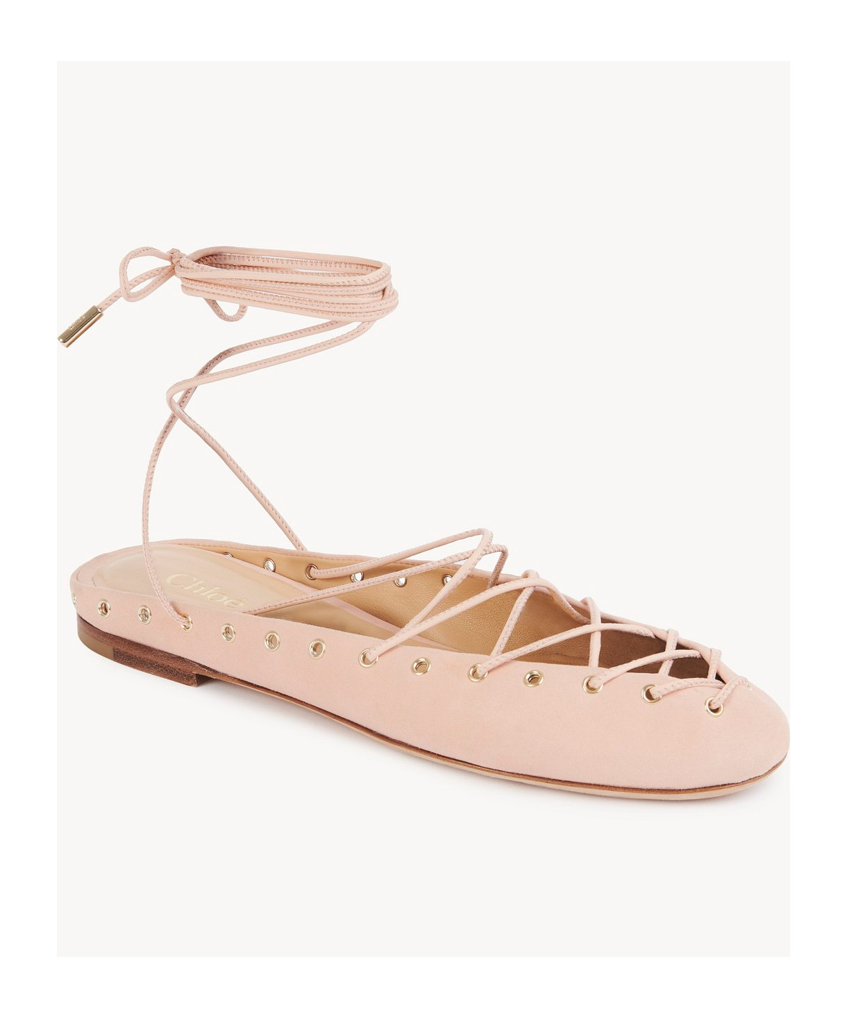 Chloé Ghillies Almond Toe Ballerina Shoes In Nude