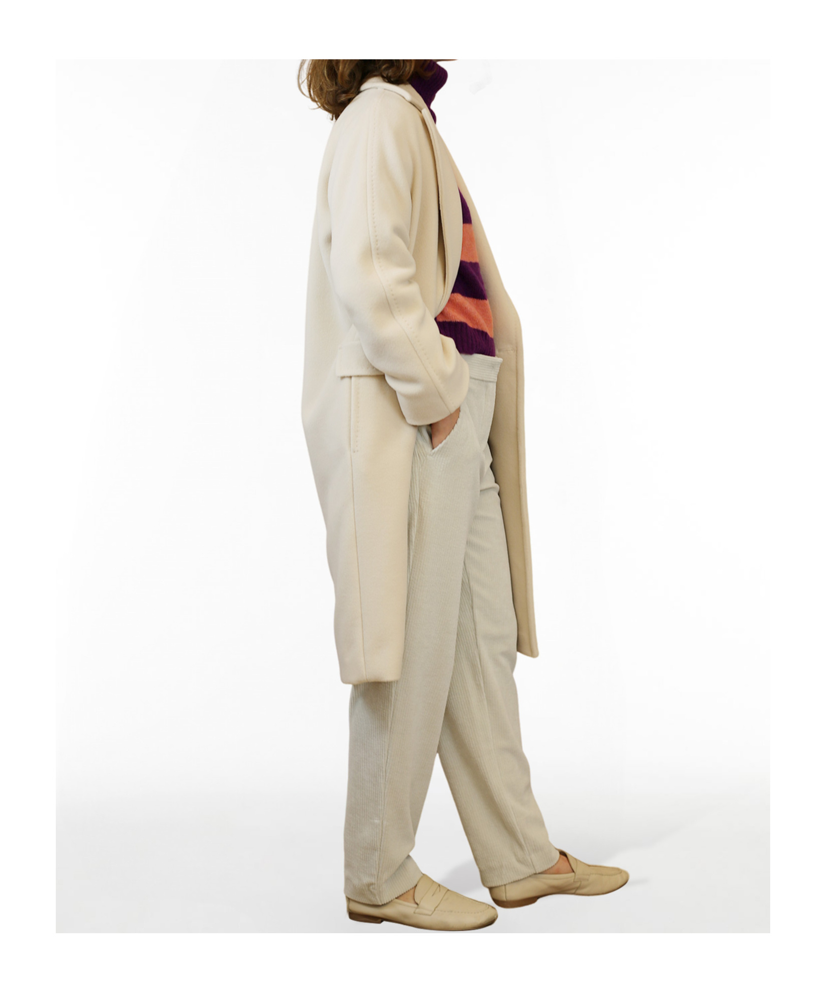 Max Mara Pastel Yellow Wool Blend Aia Coat In Nude